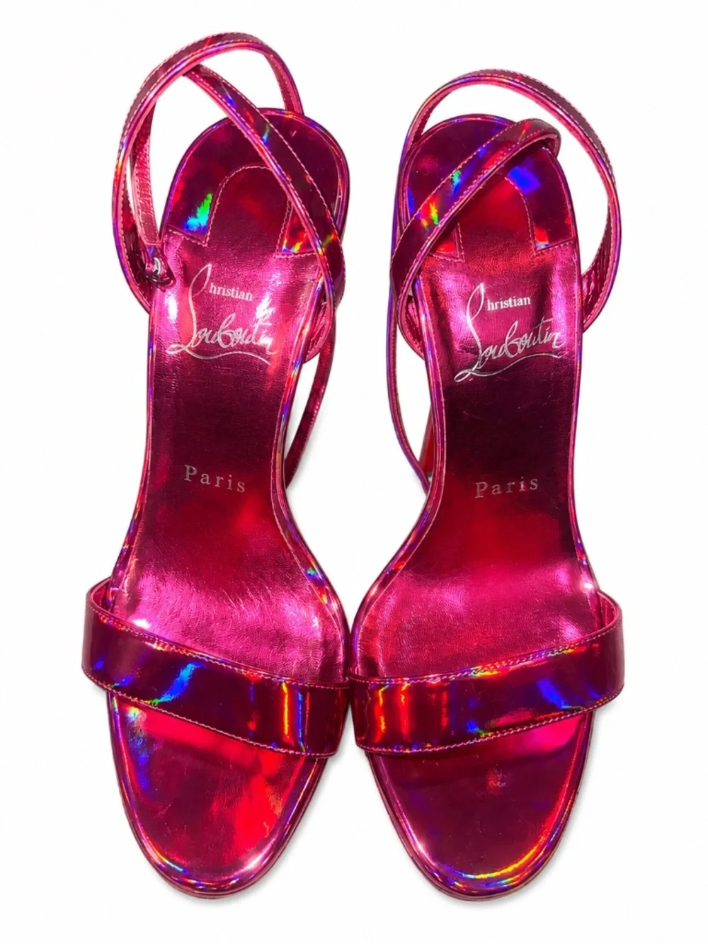 Christian Louboutin Hot Pink Iridescent Platform Sandals